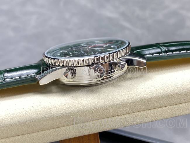 top-tier watch aviation chronograph BLS factory Breitlinggreen dialleather strap model side live photo