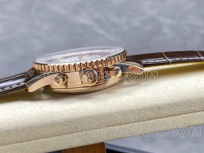 collectible watch aviation chronographBLS factory Breitlingrose goldwhite dialleather strap model side live photo