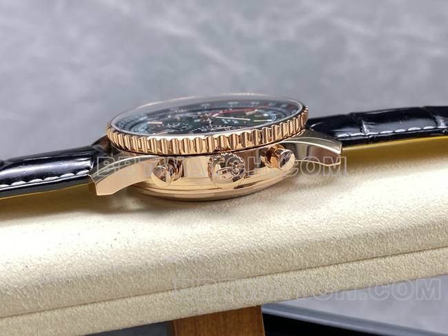 watch aviation chronographBLS factory Breitlingrose goldgreen dialleather strap model side live photo