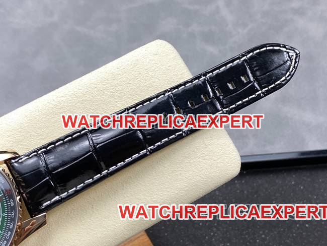 watch aviation chronographBLS factory Breitlingrose goldgreen dialleather strap model braceletlive photos