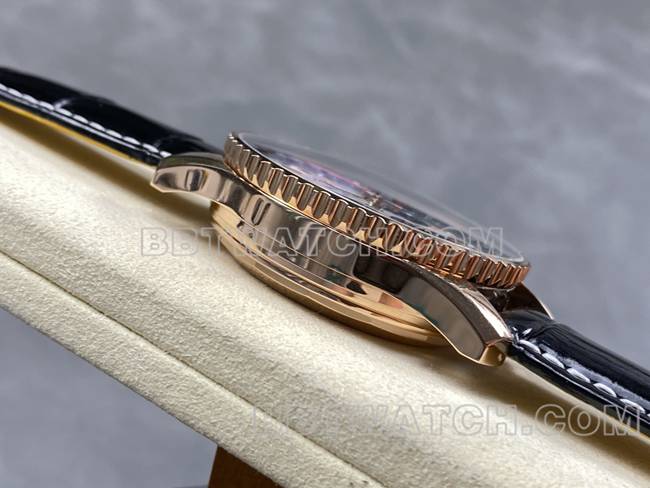 collectible watch aviation chronograph BLS factory Breitlingrose gold silver gray plate leather strap model side live photo