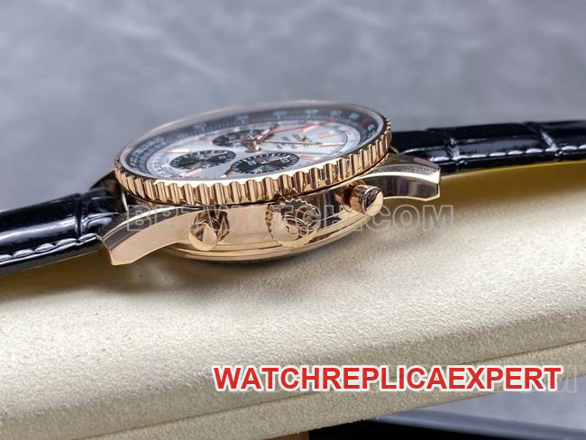 collectible watch aviation chronograph BLS factory Breitlingrose gold silver gray plate leather strap model side live photo