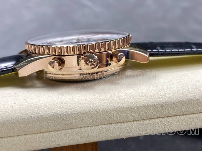 top-tier watch BLS factory Breitling aviation chronographrose goldblack dialleather strap model side live photo