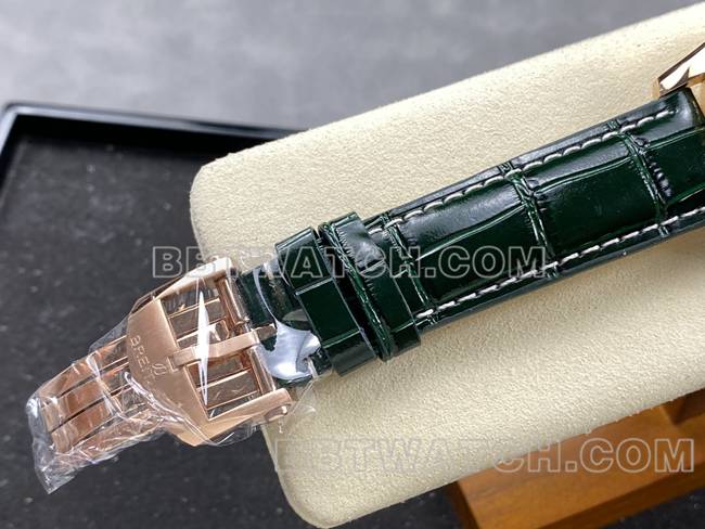 collectible watch BLS factory Breitling aviation chronographrose goldgreen dialleather strap model clasplive photos