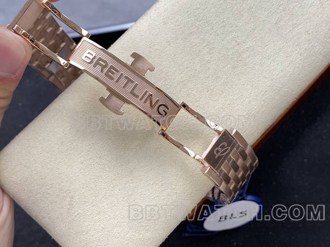 1:1replica watch BLS factory Breitling aviation chronograph silver white dialrose goldsteel bracelet model clasplive photos