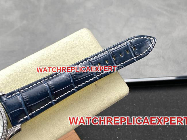 watch BLS factory Breitling aviation chronograph diamond light blue dialleather strap model braceletlive photos
