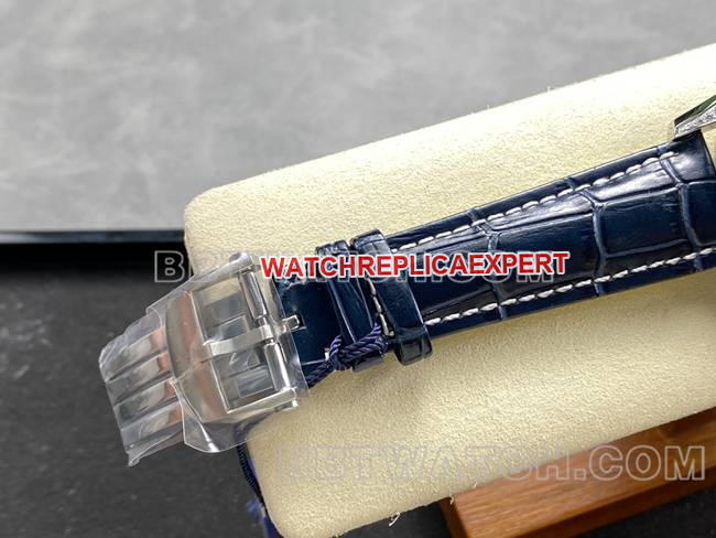 collectible watch BLS factory Breitling aviation chronograph diamond blue dialleather strap model clasplive photos