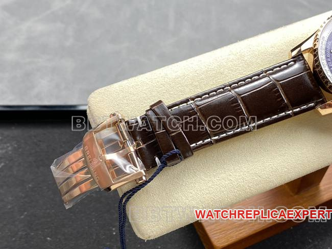 top-tier watch BLS factory blue dialBreitling aviation chronographrose goldleather strap model clasplive photos