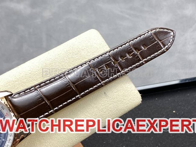 top-tier watch BLS factory blue dialBreitling aviation chronographrose goldleather strap model braceletlive photos