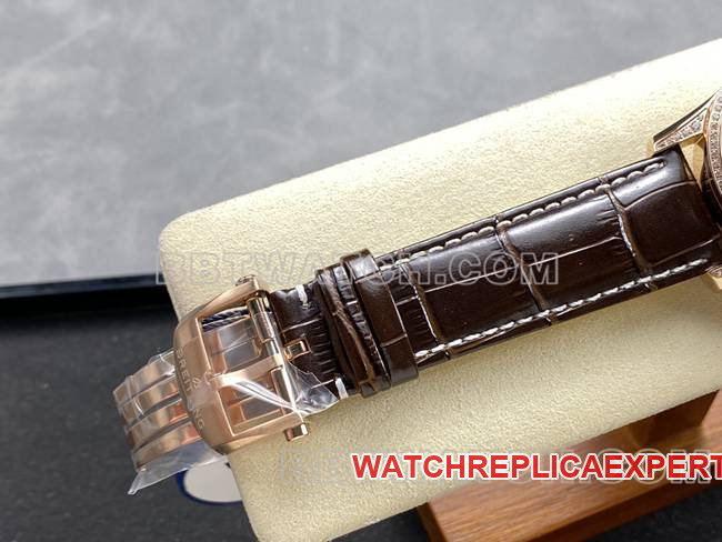 collectible watch BLS factory silver white dialBreitling aviation chronographrose gold diamond leather strap model clasplive photos