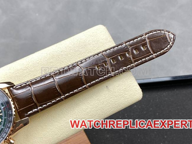 1:1replica watch BLS factory green black dialBreitling aviation chronographrose goldleather strap braceletlive photos