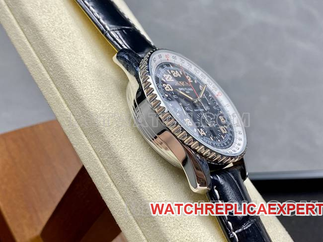 watch BLS factory black white dialBreitling aviation chronographleather strap model side live photo