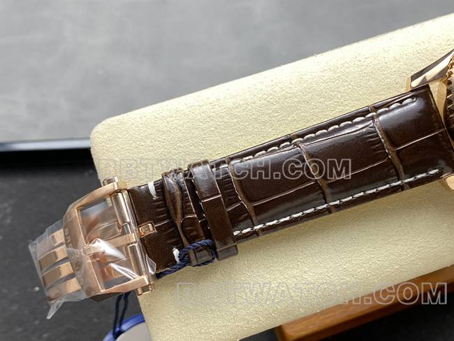 collectible watch BLS factory silver white dialBreitling aviation chronographrose goldleather strap model clasplive photos