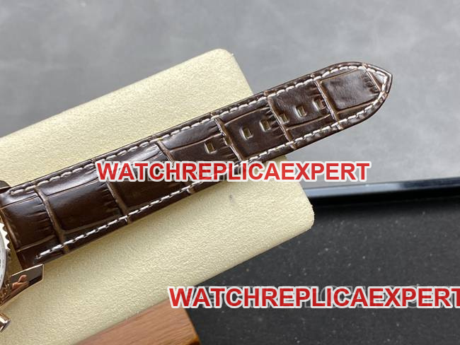 collectible watch BLS factory silver white dialBreitling aviation chronographrose goldleather strap model braceletlive photos