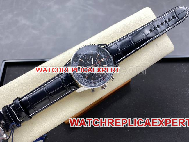 top-tier watch BLS factory aviation chronographBreitlingblack dialleather strap model front live photo
