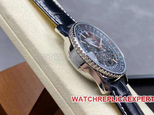 top-tier watch BLS factory aviation chronographBreitlingblack dialleather strap model side live photo