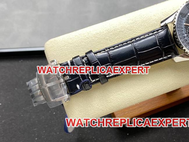 top-tier watch BLS factory aviation chronographBreitlingblack dialleather strap model braceletlive photos