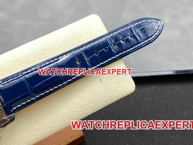 collectible watch BLS factory aviation chronographBreitling silver white dial blue leather strap model braceletlive photos