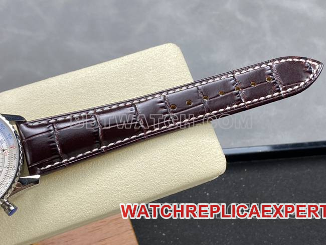 1:1replica watch BLS factory aviation chronographBreitling silver white dial brown leather strap model braceletlive photos