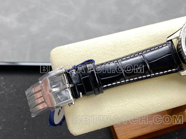 collectible watch BLS factory aviation chronographBreitling black white dial black leather strap model clasplive photos