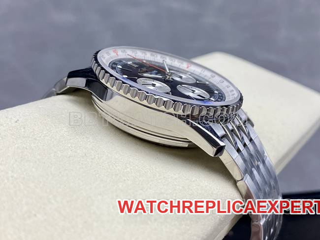 top-tier watch BreitlingBLS factory aviation chronographblack dialsteel bracelet model side live photo