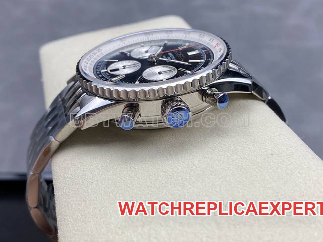 top-tier watch BreitlingBLS factory aviation chronographblack dialsteel bracelet model side live photo