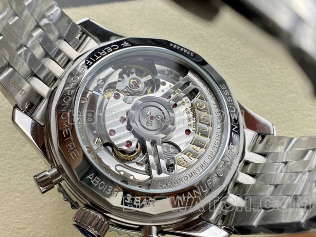 top-tier watch BreitlingBLS factory aviation chronographblack dialsteel bracelet caseback live photo