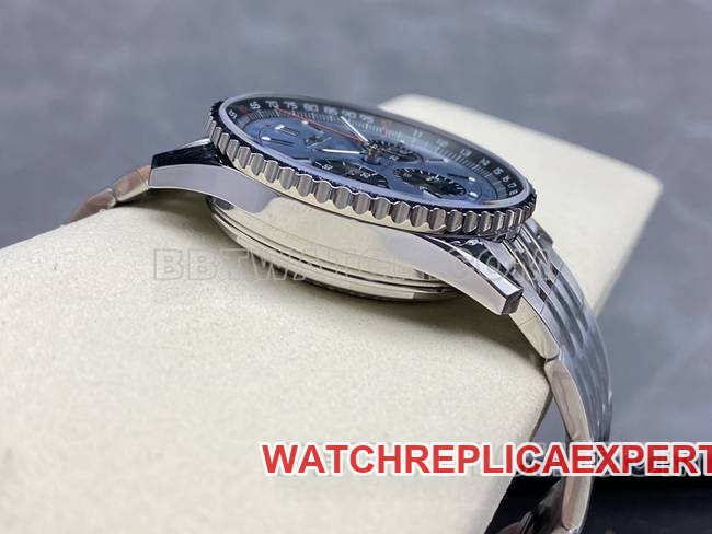 collectible watch BreitlingBLS factory aviation chronographblue dialsteel bracelet model side live photo