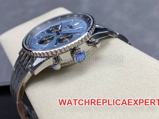 collectible watch BreitlingBLS factory aviation chronographblue dialsteel bracelet model side live photo