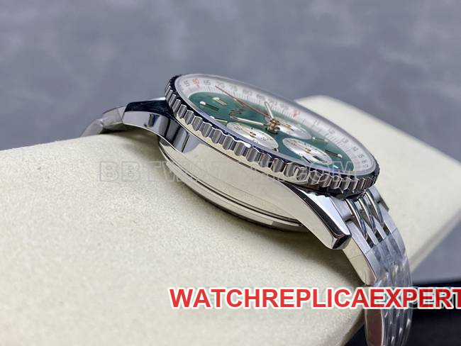 1:1replica watch BreitlingBLS factory aviation chronographgreen dialsteel bracelet model side live photo
