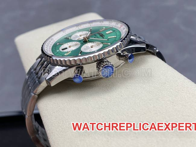 1:1replica watch BreitlingBLS factory aviation chronographgreen dialsteel bracelet model side live photo