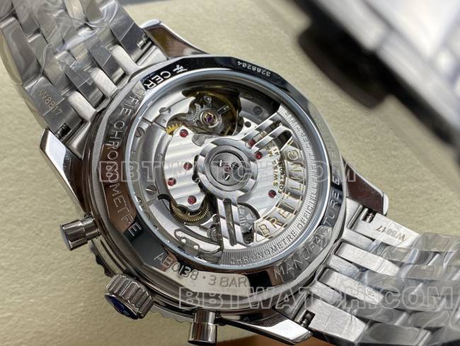 1:1replica watch BreitlingBLS factory aviation chronographgreen dialsteel bracelet caseback live photo