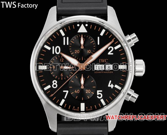 top-tier watch pilot TWS factory IWC black dial rubber model front live photo