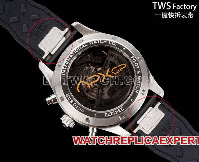 top-tier watch pilot TWS factory IWC black dial rubber model caseback live photo