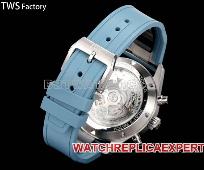 collectible watch pilot TWS factory IWC light blue dial rubber model braceletlive photos