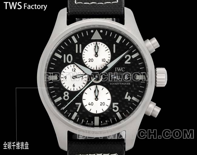 watch pilot TWS factory IWCblack dial carbon fiber 43mmfront live photo