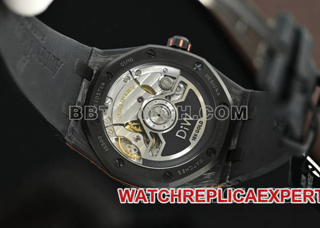 collectible watch Royal OakDiW factory Audemars Piguet carbon fiber orange needle 15500caseback live photo