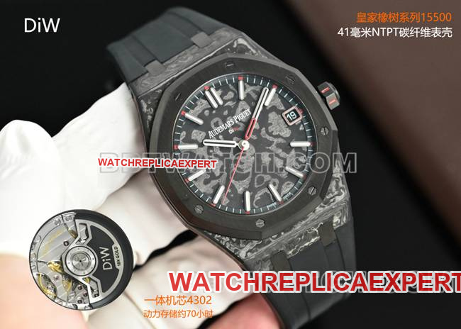 top-tier watch Royal OakDiW factory Audemars Piguet carbon fiber red needle 15500front live photo