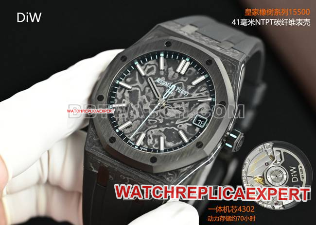 collectible watch Royal OakDiW factory Audemars Piguet carbon fiber blue needle 15500front live photo