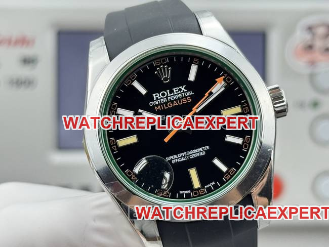 collectible watch magnetic type VS FactoryRolexblack dial green glass front live photo