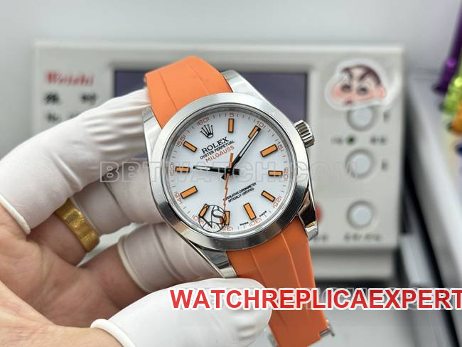 watch magnetic type VS FactoryRolexwhite dial orange rubber model front live photo