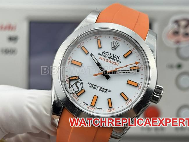 watch magnetic type VS FactoryRolexwhite dial orange rubber model front live photo