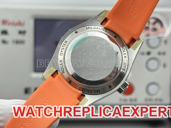 watch magnetic type VS FactoryRolexwhite dial orange rubber model caseback live photo