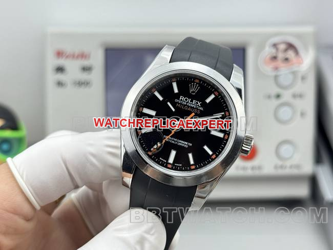 top-tier watch magnetic type VS FactoryRolexblack dial black rubber model front live photo
