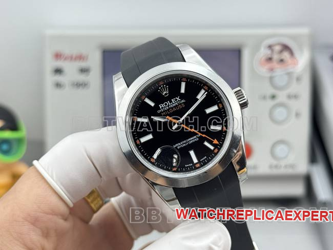 top-tier watch magnetic type VS FactoryRolexblack dial black rubber model front live photo
