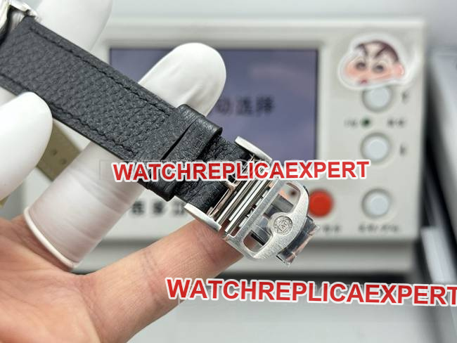 collectible watch Portofino GR factory IWC white dial black leather strap model clasplive photos