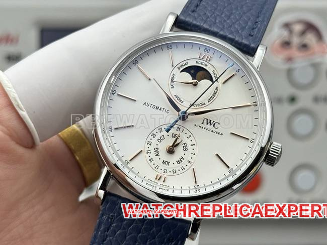 collectible watches Portofino GR factory Universal white disk blue belt models front real picture