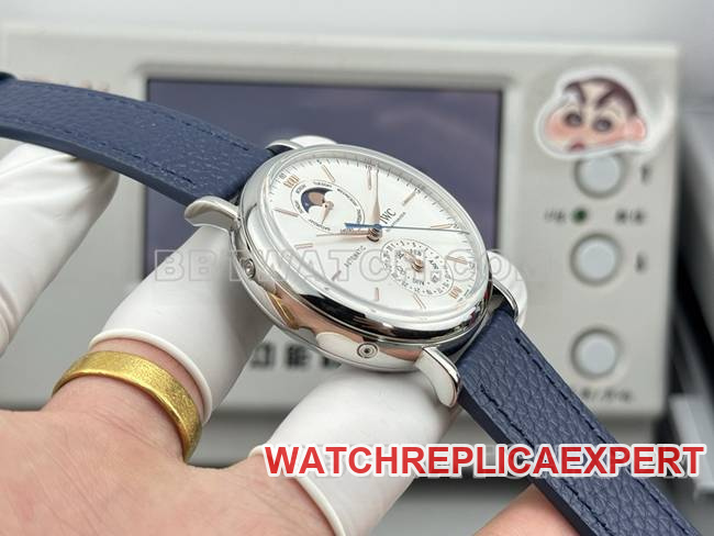 collectible watches Portofino GR factory Universal white disk blue belt models side actual photo