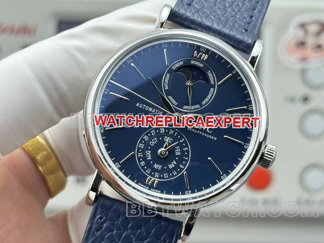 top-tier watch Portofino GR factory IWC blue dial blue leather strap model front live photo