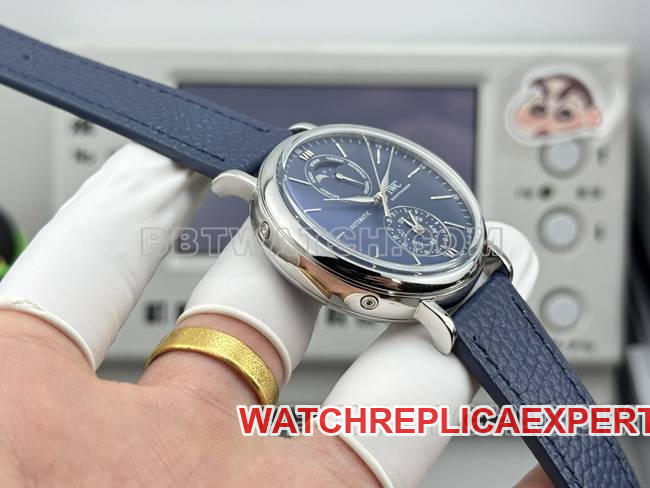 top-tier watch Portofino GR factory IWC blue dial blue leather strap model side live photo